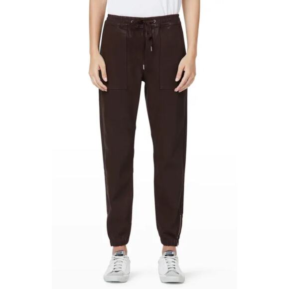 Hudson Pants - HUDSON Women's Coated Utility Jogger Zipper Hem Women's S Chocolate Brown